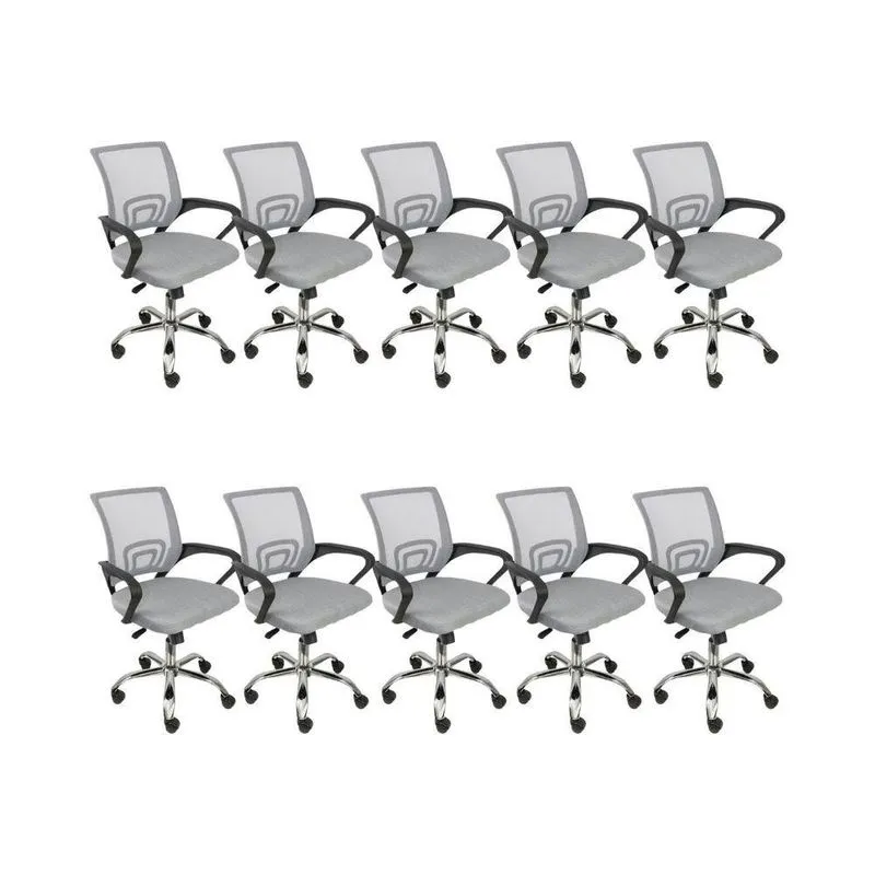 Kit 10 Cadeiras De Escritório Begonia Mesh Ergonômico Cinza
