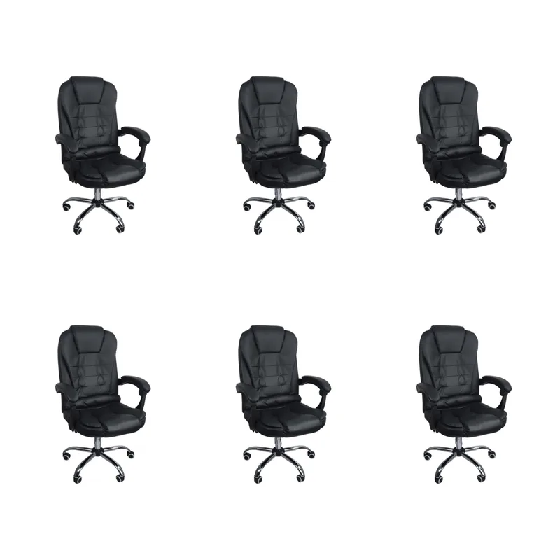 Kit 6 Cadeiras De Escritório Presidente Reclinável Ajustável - Preto