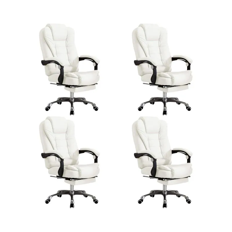 Kit 4 Cadeira Presidente Ergonômica Apoio Para Pés Ajustável - Branco