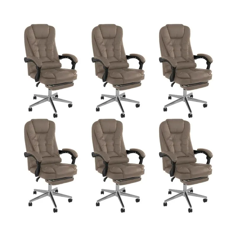 Kit 4 Cadeira Presidente Ergonômica Apoio Para Pés Ajustável - Bege