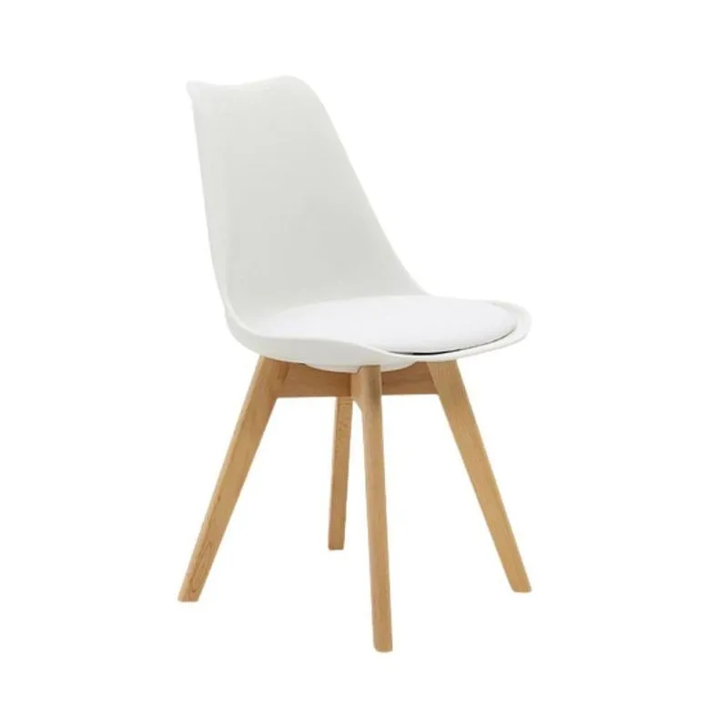 Cadeira Saarinen Wood Com Estofamento E Pés De Madeira Branco