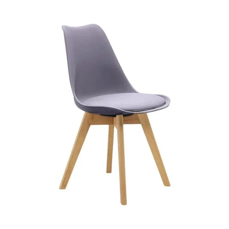 Cadeira Saarinen Wood Com Estofamento E Pés De Madeira Cinza