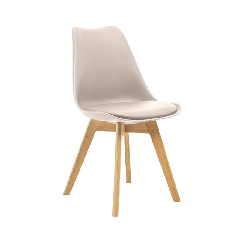Cadeira Saarinen Wood Com Estofamento E Pés De Madeira Bege