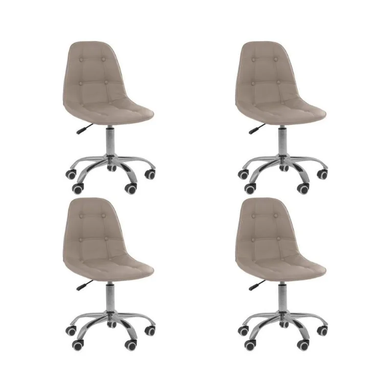 Kit 4 Cadeiras Office Eiffel Botonê Oficial Bege