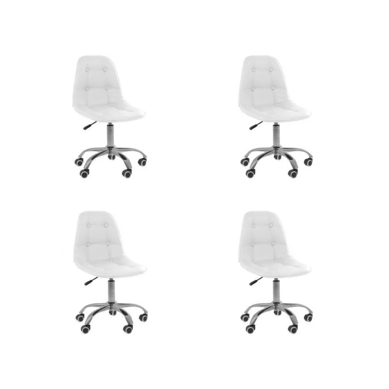 Kit 4 Cadeiras Office Eiffel Botonê Oficial Branco