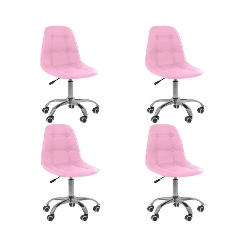 Kit 4 Cadeiras Office Eiffel Botonê Oficial Rosa