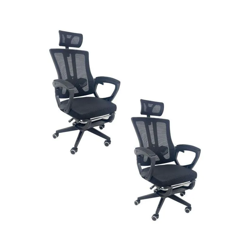 Kit 2 Cadeiras de Escritório Presidente Executiva Oficial Paris Preto