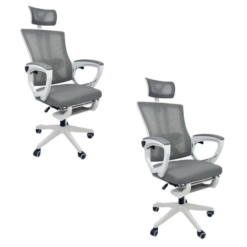 Kit 2 Cadeiras de Escritório Presidente Executiva Oficial Paris Cinza