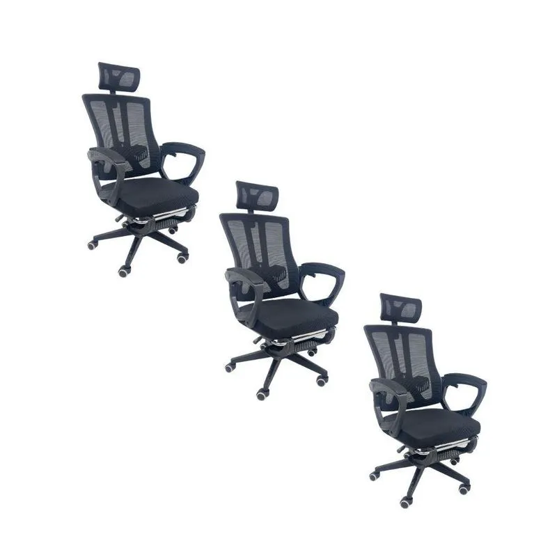 Kit 3 Cadeiras de Escritório Presidente Executiva Oficial Paris Preto
