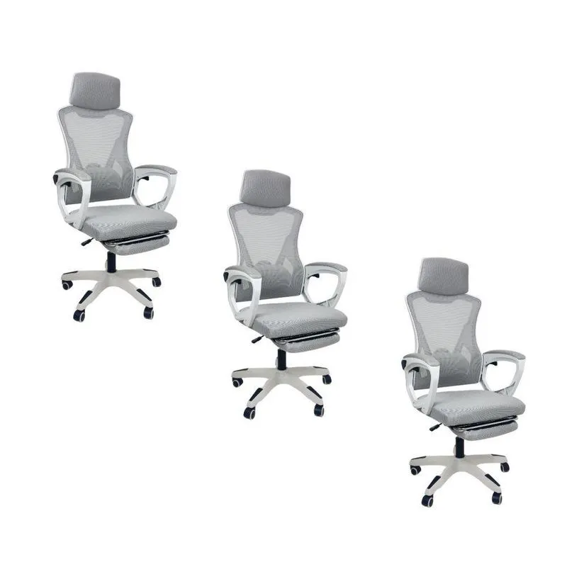 Kit 3 Cadeiras de Escritório Presidente Executiva Oficial Supreme Cinza