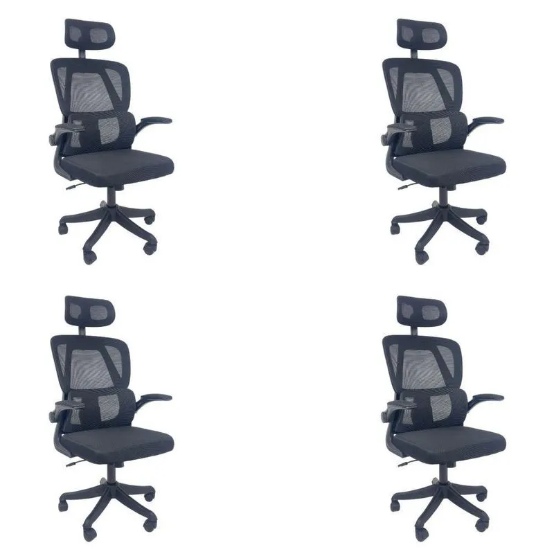 Kit 4 Cadeiras de Escritório Presidente Executiva Oficial Legacy Preto