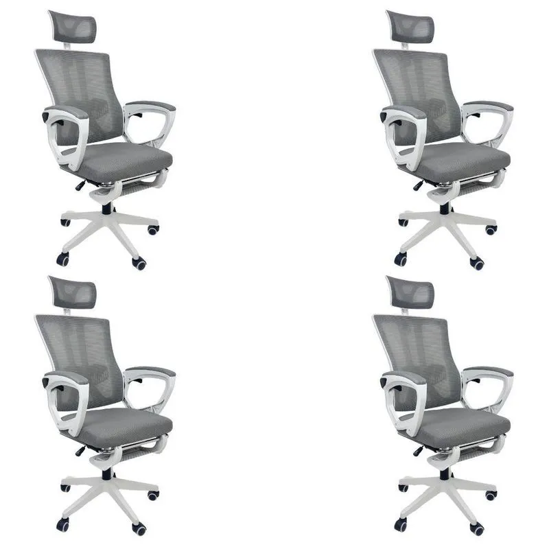 Kit 4 Cadeiras de Escritório Presidente Executiva Oficial Paris Cinza