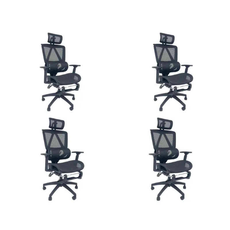 Kit 4 Cadeiras de Escritório Titan Presidencial Tela Mesh Rodízios Preta Oficial Webshop