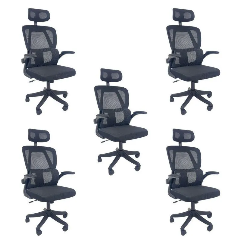 Kit 5 Cadeiras de Escritório Presidente Executiva Oficial Legacy Preto