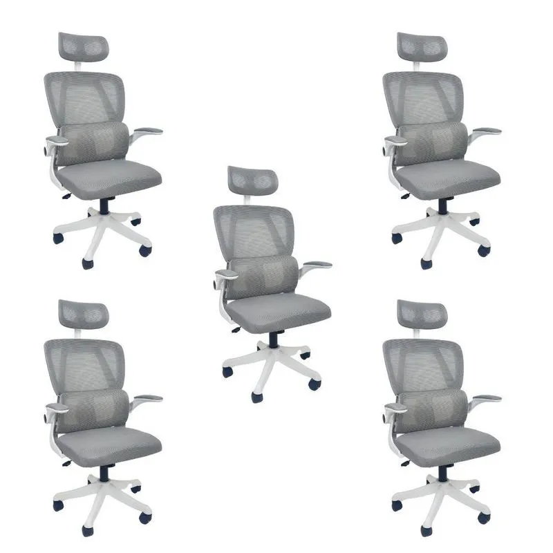 Kit 5 Cadeiras de Escritório Presidente Executiva Oficial Legacy Cinza