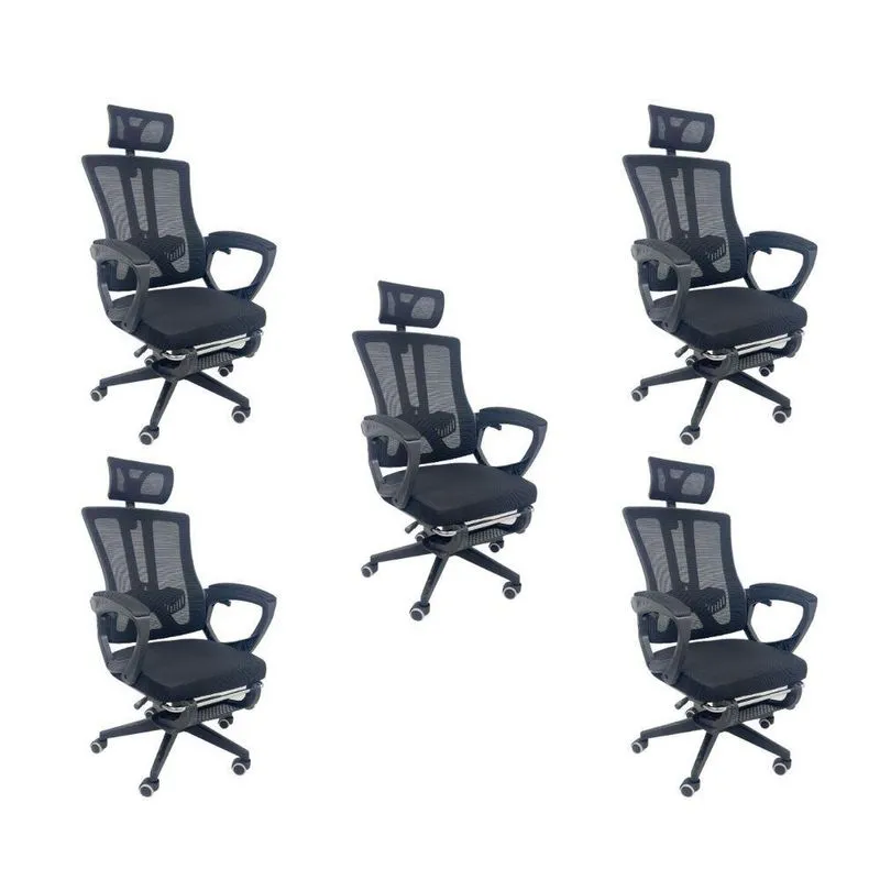 Kit 5 Cadeiras de Escritório Presidente Executiva Oficial Paris Preto