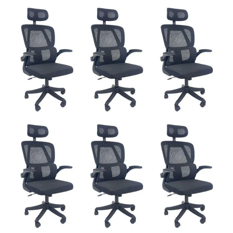 Kit 6 Cadeiras de Escritório Presidente Executiva Oficial Legacy Preto