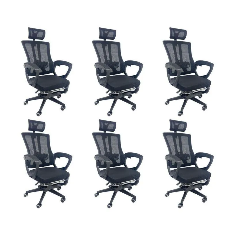 Kit 6 Cadeiras de Escritório Presidente Executiva Oficial Paris Preto