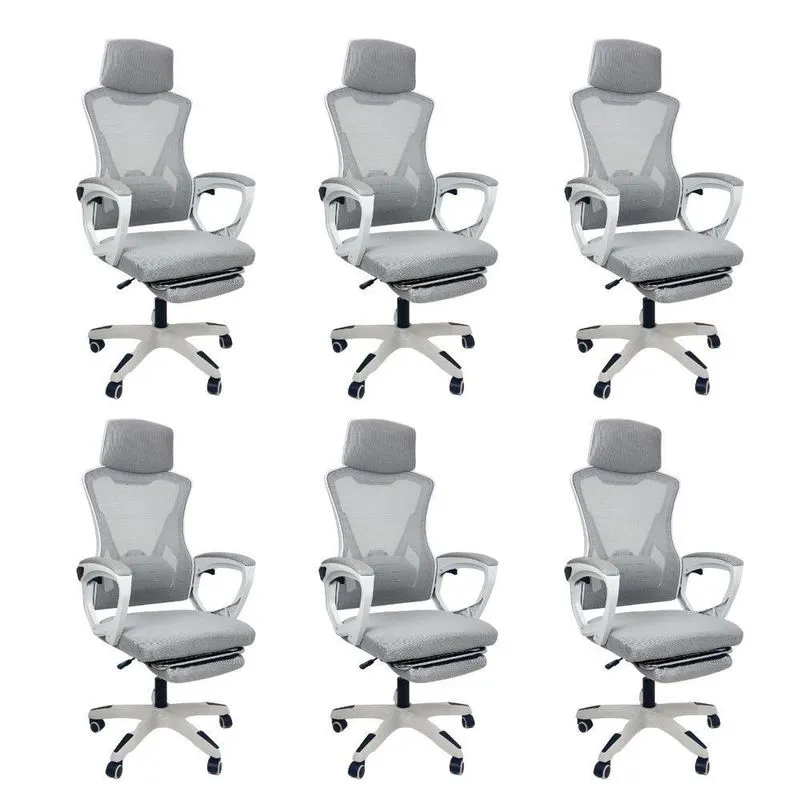 Kit 6 Cadeiras de Escritório Presidente Executiva Oficial Supreme Cinza