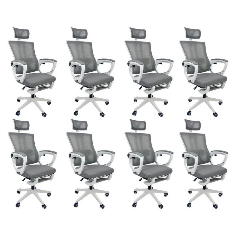 Kit 8 Cadeiras de Escritório Presidente Executiva Oficial Paris Cinza