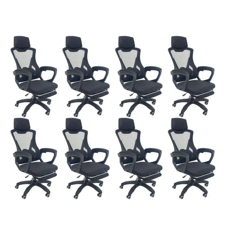 Kit 8 Cadeiras de Escritório Presidente Executiva Oficial Supreme Preto