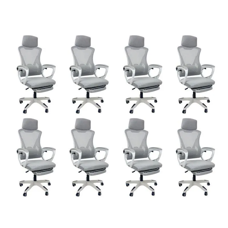 Kit 8 Cadeiras de Escritório Presidente Executiva Oficial Supreme Cinza