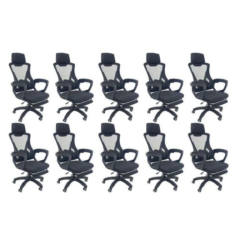 Kit 10 Cadeiras de Escritório Presidente Executiva Oficial Supreme Preto