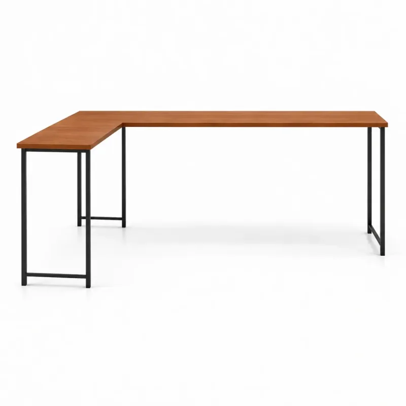 Mesa Pérola em L para Escritório e Home Office Preto/Imbuia 130x110cm