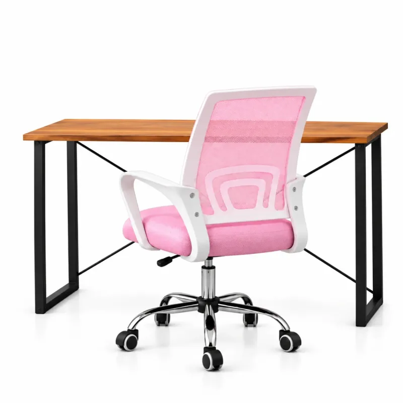 Conjunto de Escritório Mesa Dora e Cadeira Begônia Mesh Rosa