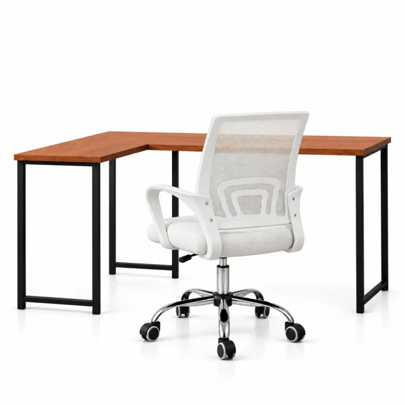 Conjunto de Escritório Mesa Pérola e Cadeira Begônia Mesh Branca