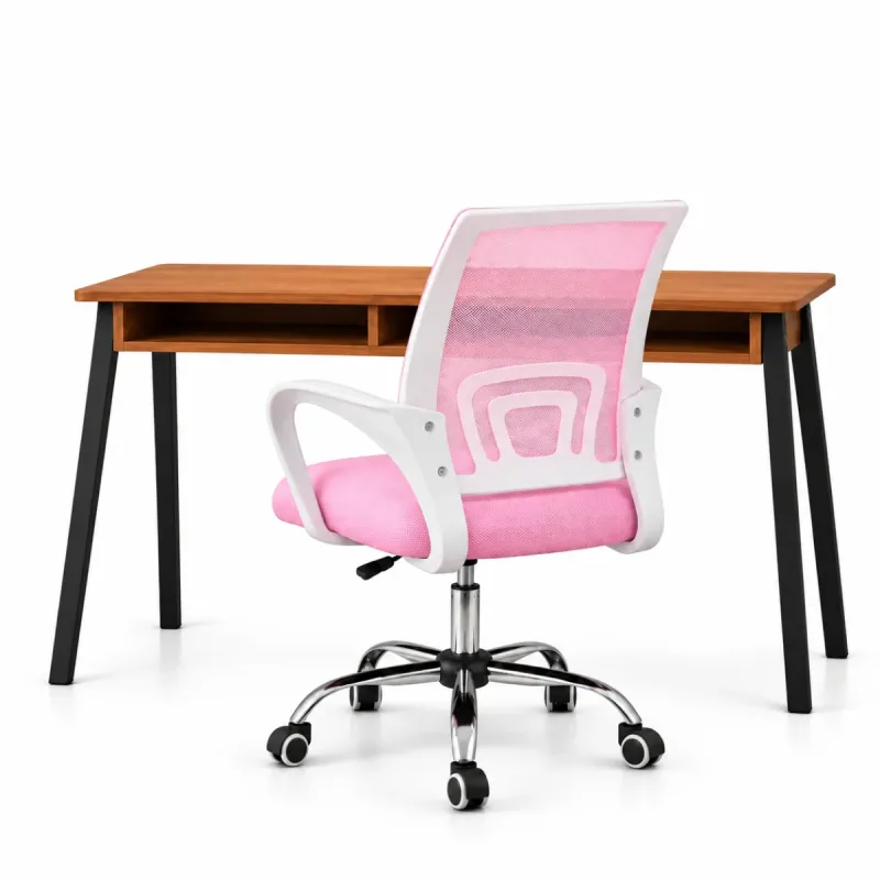 Conjunto de Escritório Mesa Niara e Cadeira Begônia Mesh Rosa