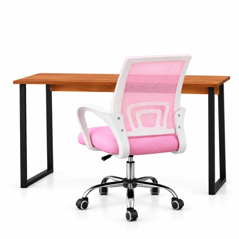 Conjunto de Escritório Mesa Alika e Cadeira Begônia Mesh Rosa