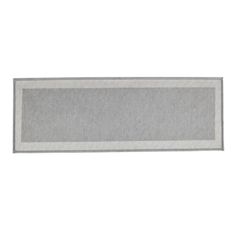 Tapete Passadeira Multi Square Grey Cinza Retangular 100% Poliéster Antiderrapante Cozinha Cinza