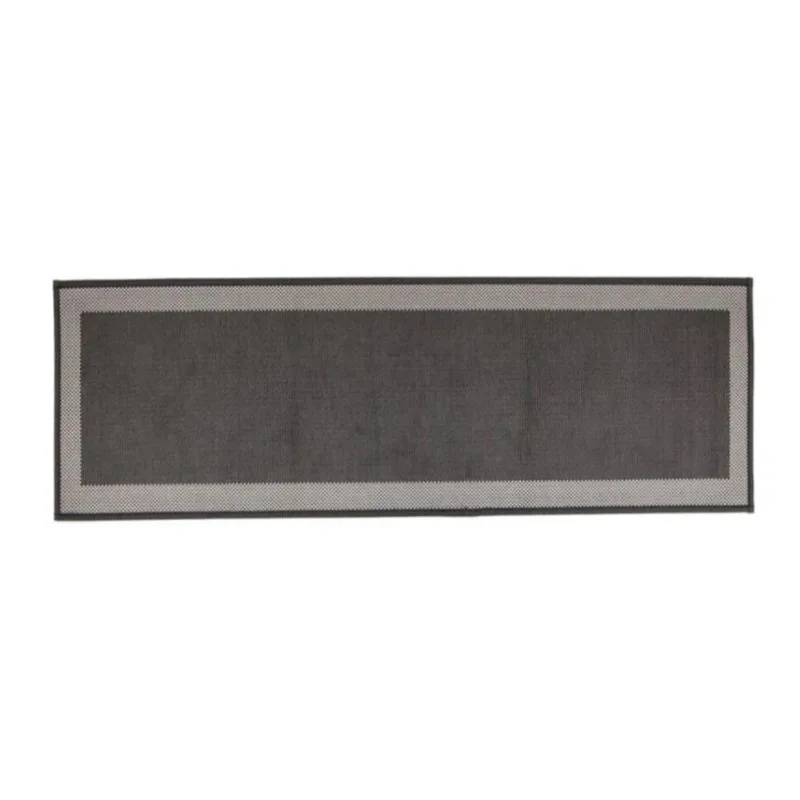 Tapete Passadeira Multi Square Black Retangular 100% Poliéster Base Antiderrapante Cozinha Preto
