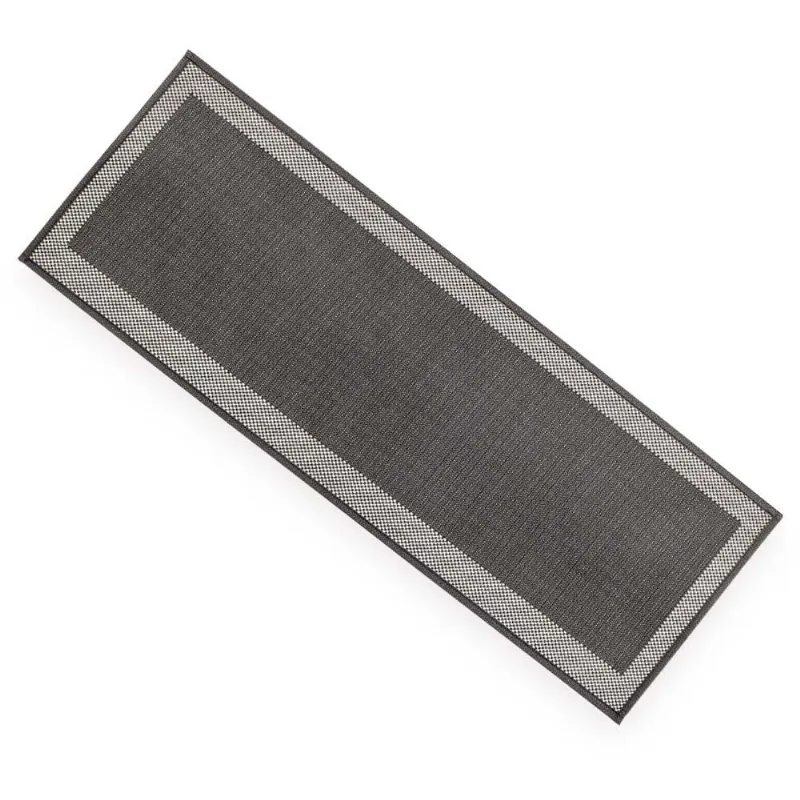 Passadeira Antiderrapante Decore Multti Jacquard Square Black 50x180cm - Kacyumara Preta - Kacyumara