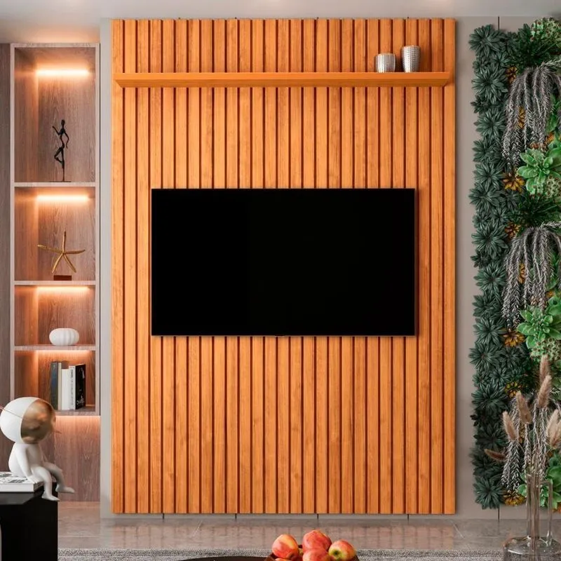 Painel Ripado Para Tv Até 60 Polegadas Intense 135cm Cor:cedro Cedro