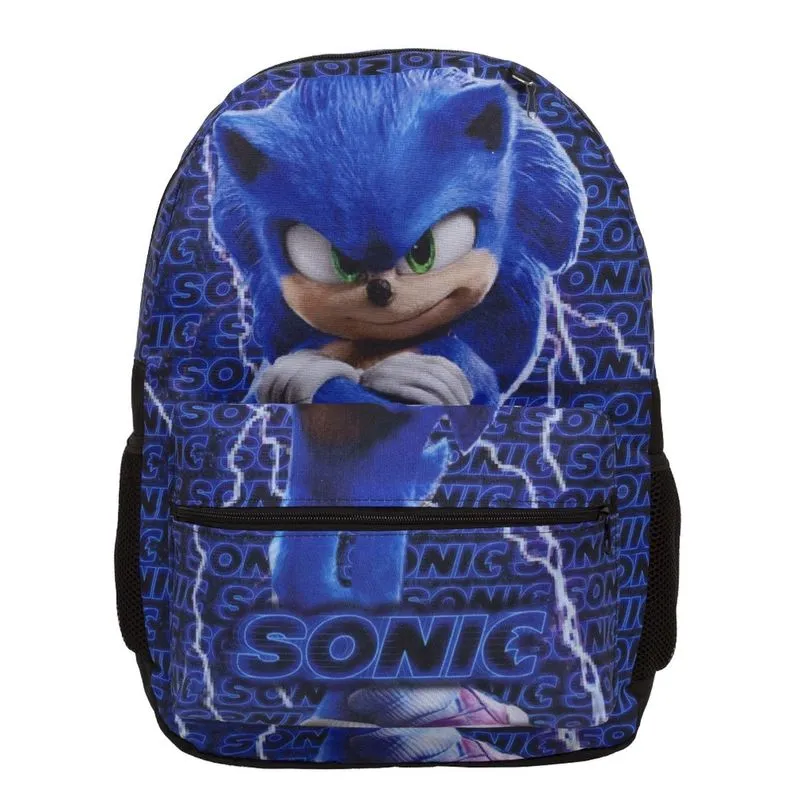 Mochila Infantil Masculina Sonic Juvenil Azul Desenho Menino