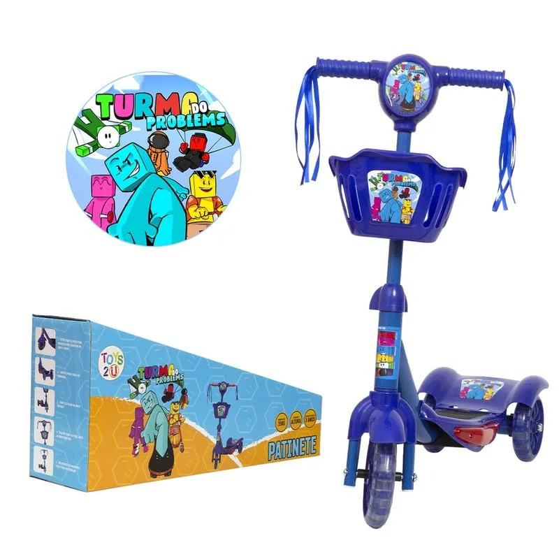 Patinete 3 Rodas Menino Regulável Turma do Problems Radical