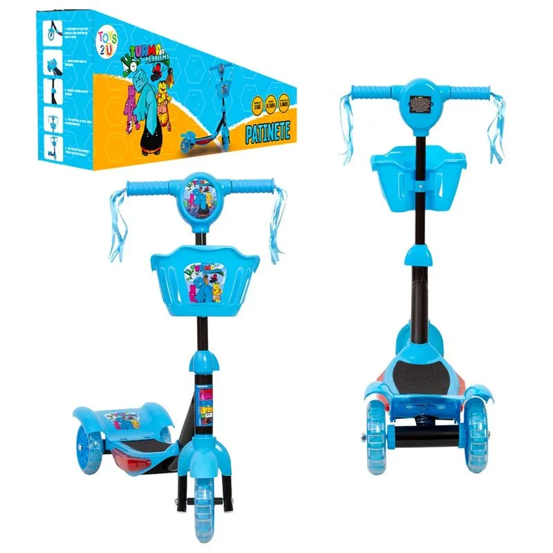 Patinete 3 Rodas Masculino Turma do Problems Radical Azul