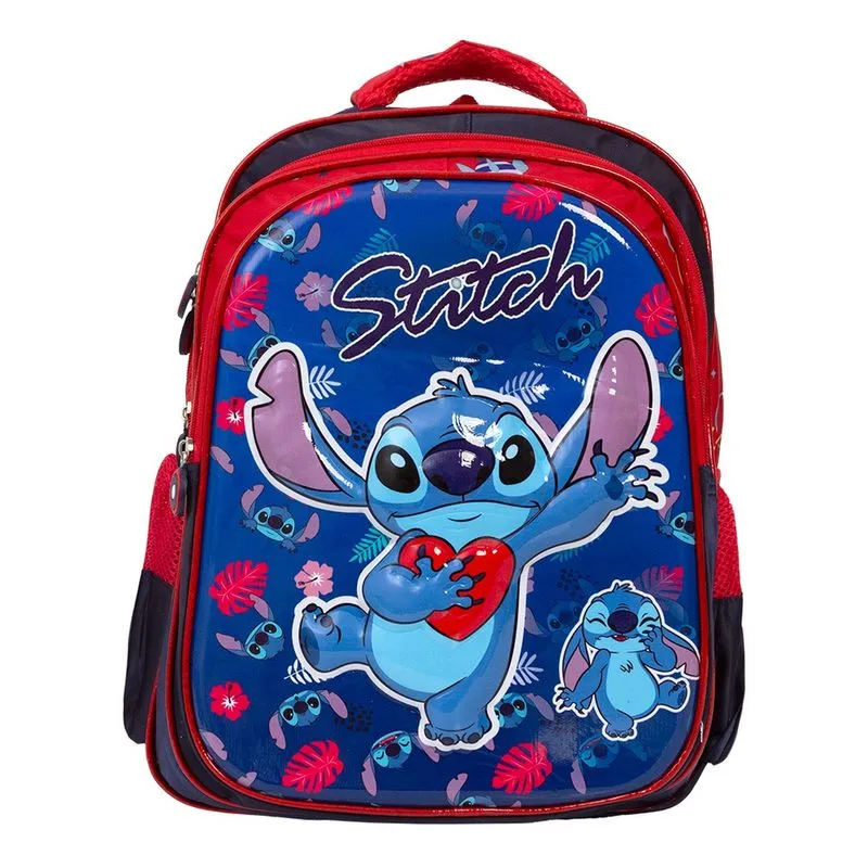 Mochila Infantil Stitch 3D Costas Juvenil Resistente Tam G