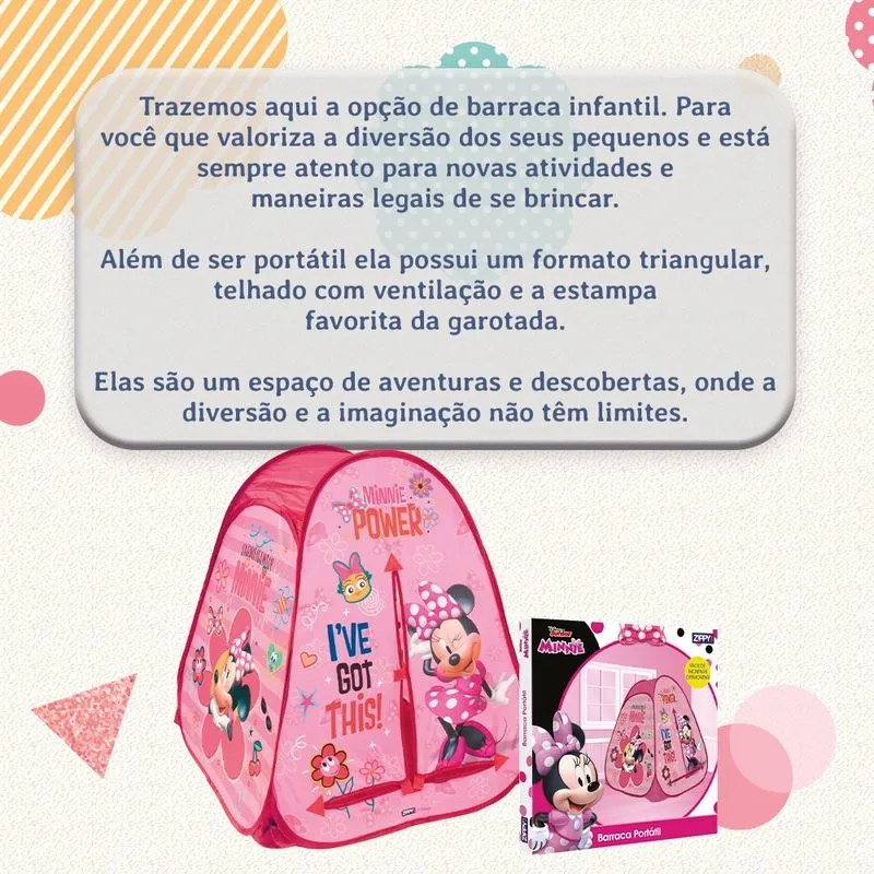 Barraca Infantil Feminina Minnie Mouse Dobrável Portátil