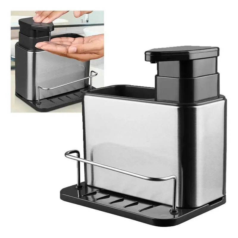 Dispenser Porta Detergente Escorredor 3 Em 1 Suporte Esponja