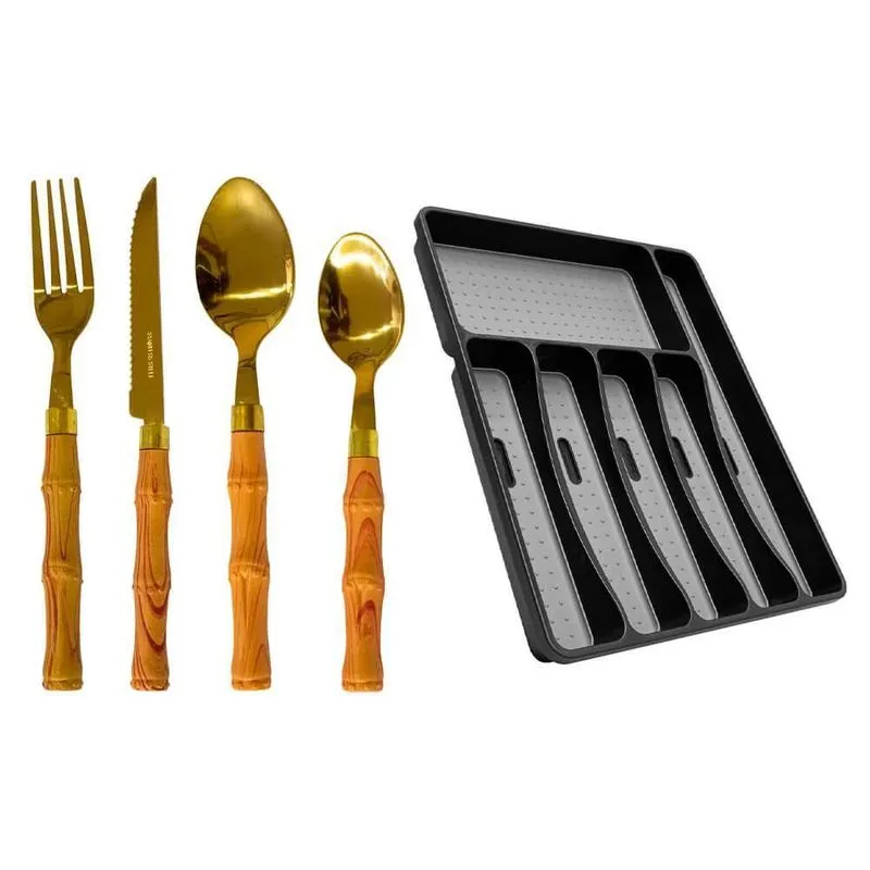 Faqueiro Inox Suporte Tralheres 32cm 25 Peças Tropical