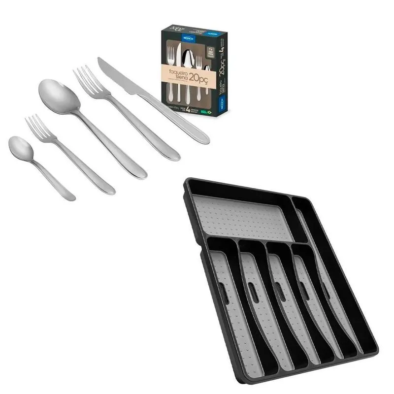 Faqueiro Brinox Siena Suporte Talheres 32cm 25 Peças