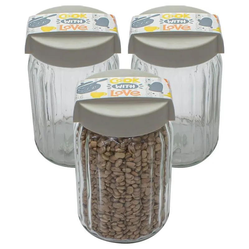 Jogo Potes Vidro Hermético Cook With Love 1,4l 3 Peças