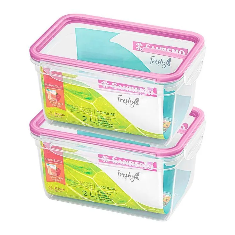 Jogo Potes Herméticos Plástico Freshy 2 Peças 2l Roxo