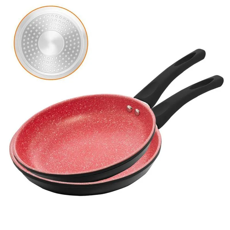 Frigideiras de Indução Revestimento Antiaderente Cerâmica 2 peças Preto e Vermelho - Lyor 5213 e 5217