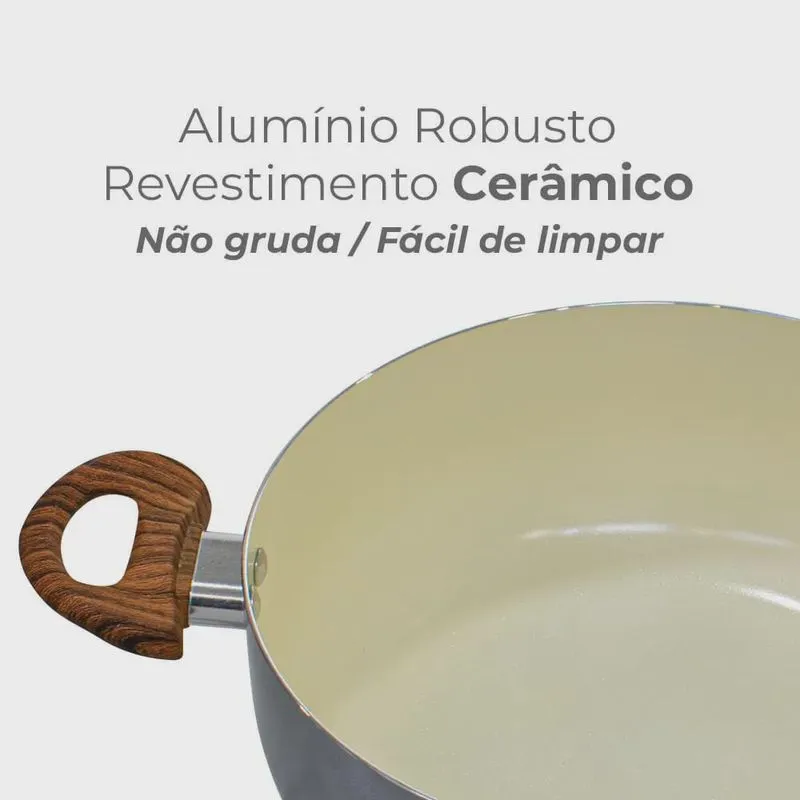 Jogo de Panelas Revestimento Cerâmica New York Prata 6 Peças - Casambiente