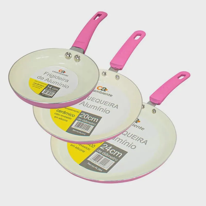 Frigideiras Antiaderentes Cerâmica 3 peças - Casambiente