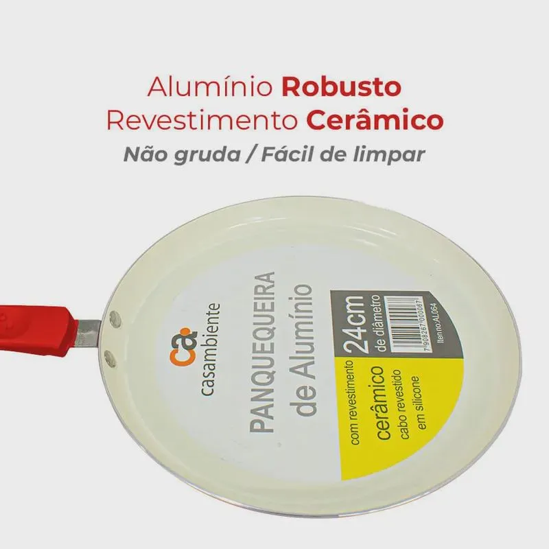 Frigideira Panquequeira Antiaderente Cerâmica 24cm - Casambiente